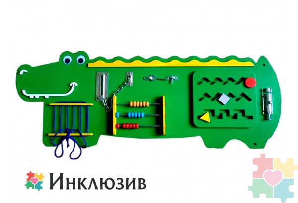 Бизиборд в виде зеленого крокодильчика №1