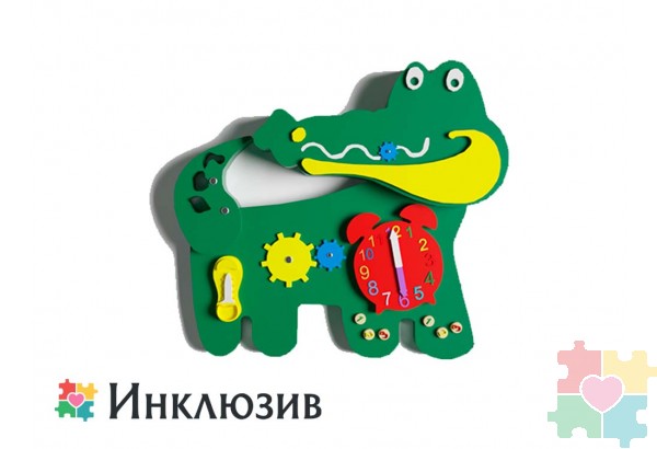 Бизиборд в виде зеленого крокодильчика №2