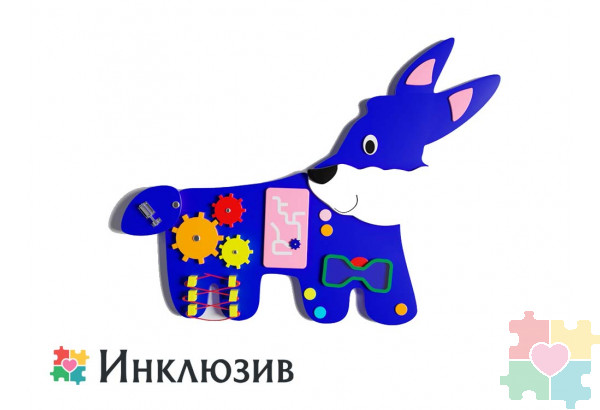Бизиборд в виде синего зайки