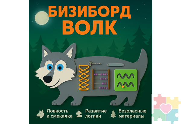 Бизиборд в виде доброго волчка