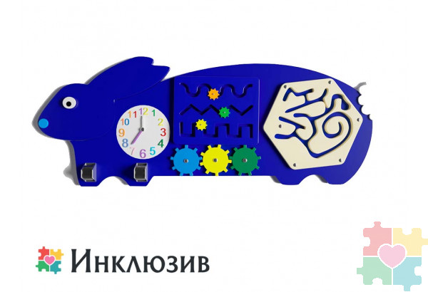 Бизиборд в виде синего кролика
