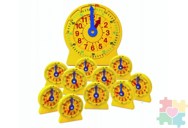 Развивающая игрушка "Учимся определять время. Часовой пазл", большой набор  (11 элементов)