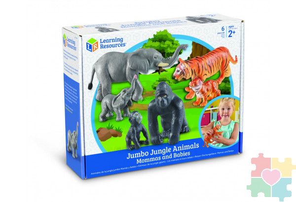 Развивающая игрушка «Животные джунглей. Мамы и малыши» (6 элементов)