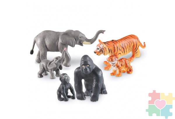 Развивающая игрушка «Животные джунглей. Мамы и малыши» (6 элементов)