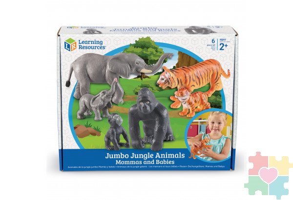 Развивающая игрушка «Животные джунглей. Мамы и малыши» (6 элементов)