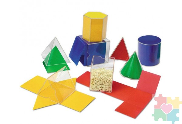 Развивающая игрушка "Объемные геометрические фигуры, с развертками"  (8 элементов)