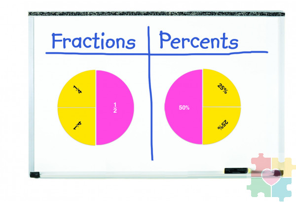 Развивающая игрушка "Радужные доли"  (демонстрационный материал двусторонний магнитный, 51 элемент)