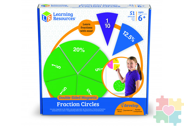 Развивающая игрушка "Радужные доли"  (демонстрационный материал двусторонний магнитный, 51 элемент)