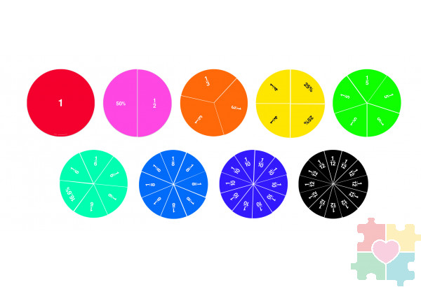 Развивающая игрушка "Радужные доли"  (демонстрационный материал двусторонний магнитный, 51 элемент)