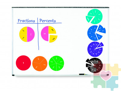 Развивающая игрушка "Радужные доли"  (демонстрационный материал двусторонний магнитный, 51 элемент)