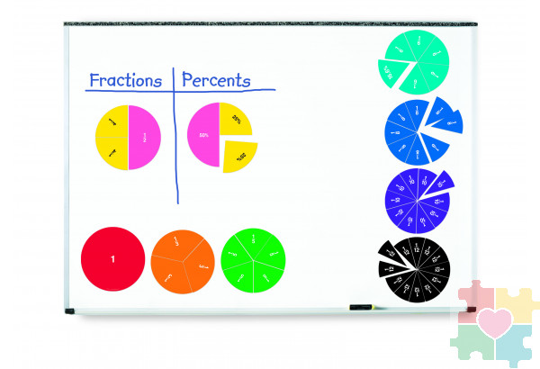 Развивающая игрушка "Радужные доли"  (демонстрационный материал двусторонний магнитный, 51 элемент)