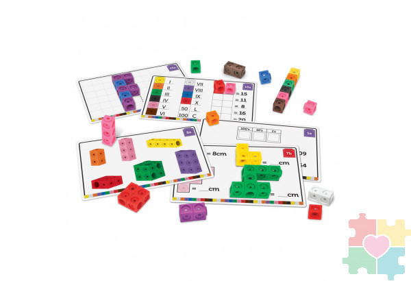Соединяющиеся кубики "Академия математики"  ( от 6 лет, 115 элементов с карточками)