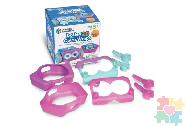 Развивающая игрушка "Аксессуары для робота Ботли. Цветные лица с чехлом для пульта" (розовый/фиолетовый, 8 элементов)