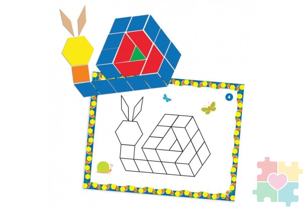 Развивающая игрушка "Мозаика. Цветные узоры СТЕМ" (124 элементов с карточками)