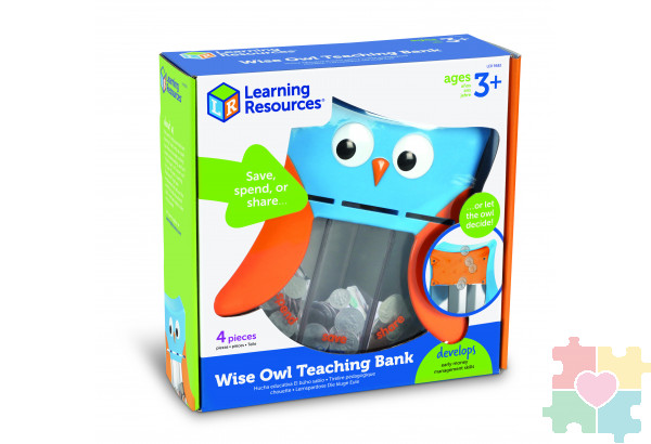 Развивающая игрушка "Мудрая Сова" (копилка с 3 секциями, 1 элемент)