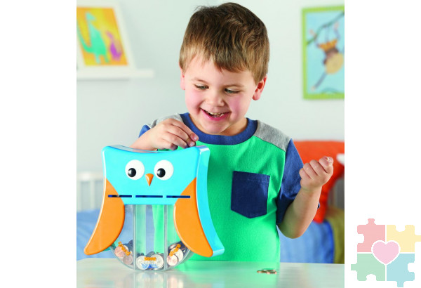 Развивающая игрушка "Мудрая Сова" (копилка с 3 секциями, 1 элемент)