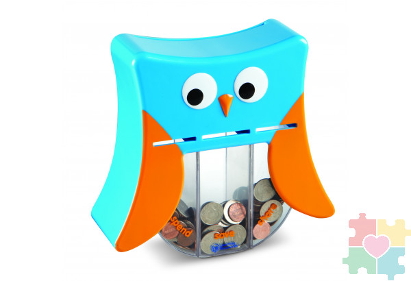 Развивающая игрушка "Мудрая Сова" (копилка с 3 секциями, 1 элемент)