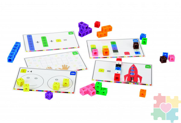 "Соединяющиеся кубики" ("Академия математики" от 3 лет, 115 элементов с карточками)