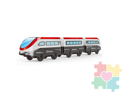 Игрушечный поезд "Мой город", 2 локомотива и пассажирский вагон", на батарейках