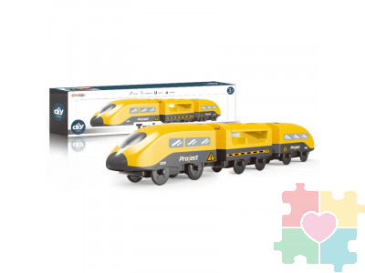 Игрушечный поезд "Мой город, 3 предмета", на батарейках (Желтый)