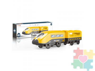 Поезд игрушка "Мой город, 2 предмета", на батарейках (Желтый)