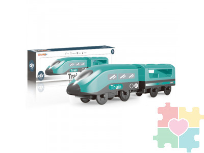 Поезд игрушка "Мой город, 2 предмета", на батарейках  (Бирюзовый)
