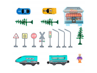 Железная дорога для детей "Мой город, 66 предметов", на батарейках