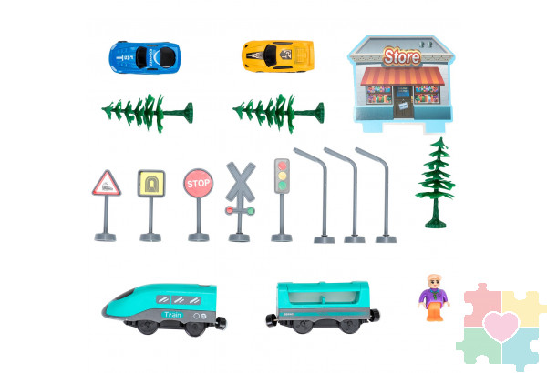 Железная дорога для детей "Мой город, 66 предметов", на батарейках