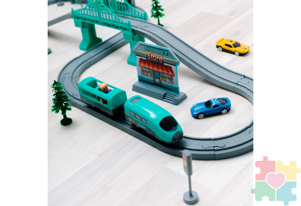 Железная дорога для детей "Мой город, 66 предметов", на батарейках