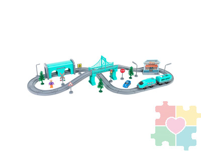 Железная дорога для детей "Мой город, 66 предметов", на батарейках