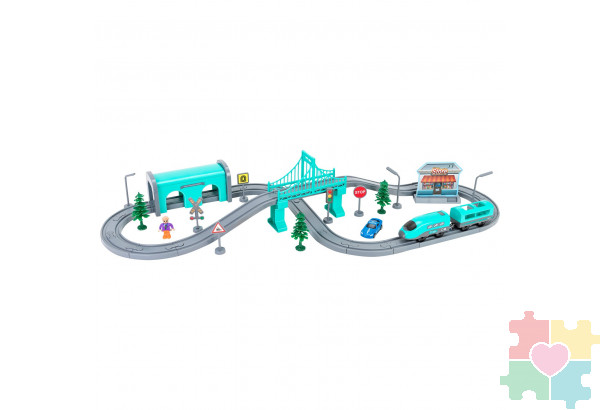 Железная дорога для детей "Мой город, 66 предметов", на батарейках