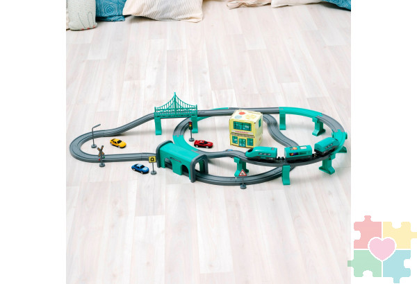 Железная дорога игрушка "Мой город, 92 предмета", на батарейках со звуком Железная дорога игрушка "Мой город, 92 предмета", на батарейках со звуком