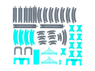 Железная дорога игрушка "Мой город, 92 предмета", на батарейках со звуком