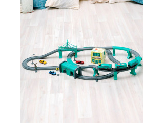 Железная дорога игрушка "Мой город, 92 предмета", на батарейках со звуком