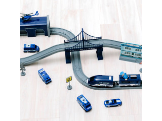 Железная дорога для детей "Полицейский участок, 66 предметов", на батарейках