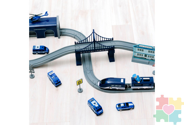 Железная дорога для детей "Полицейский участок, 66 предметов", на батарейках