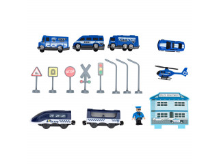 Железная дорога для детей "Полицейский участок, 66 предметов", на батарейках