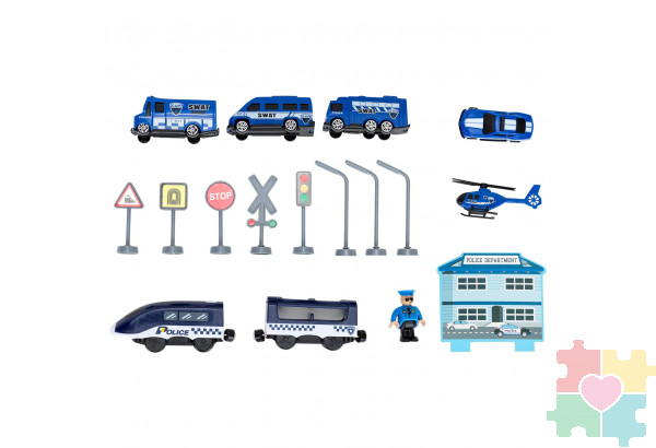 Железная дорога для детей "Полицейский участок, 66 предметов", на батарейках