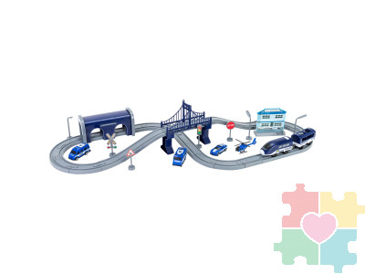 Железная дорога для детей "Полицейский участок, 66 предметов", на батарейках