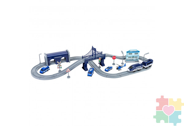 Железная дорога для детей "Полицейский участок, 66 предметов", на батарейках