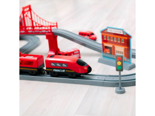 Железная дорога для детей "Служба спасения, 66 предметов", на батарейках