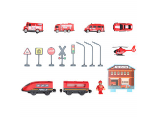 Железная дорога для детей "Служба спасения, 66 предметов", на батарейках