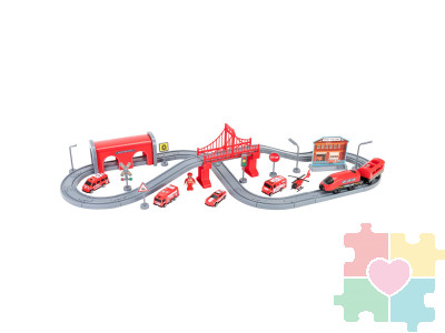 Железная дорога для детей "Служба спасения, 66 предметов", на батарейках