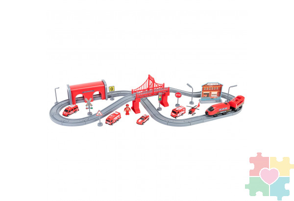 Железная дорога для детей "Служба спасения, 66 предметов", на батарейках