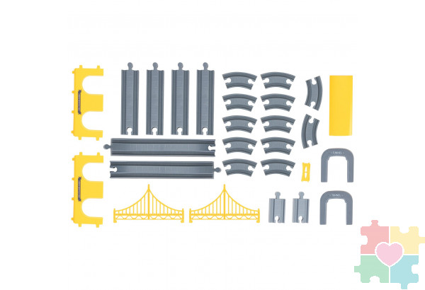 Железная дорога для детей "Строительная площадка, 66 предметов", на батарейках