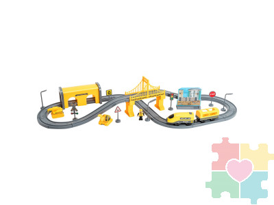 Железная дорога для детей "Строительная площадка, 66 предметов", на батарейках