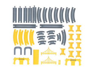 Железная дорога игрушка "Строительная площадка, 92 предмета", на батарейках со звуком