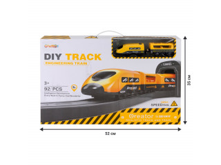 Железная дорога игрушка "Строительная площадка, 92 предмета", на батарейках со звуком