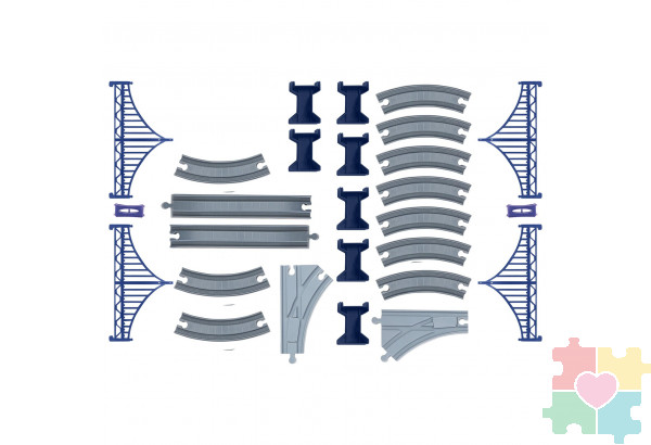 Железная дорога для детей "Мой город, 64 предмета", на батарейках