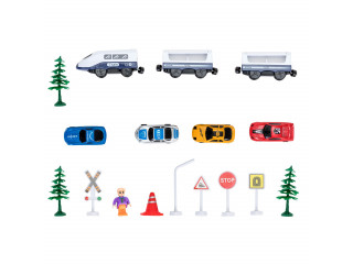 Железная дорога для детей "Мой город, 64 предмета", на батарейках